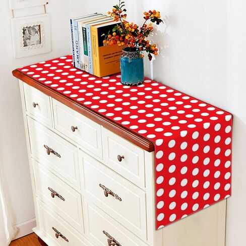 Vohado Red Polka Dot Table Runner Mouse Themed Birthday Party Decoration Kids Baby Shower Dining Room Home Kitchen Island Decor (Red, 13" x 72") in Saudi Arabia