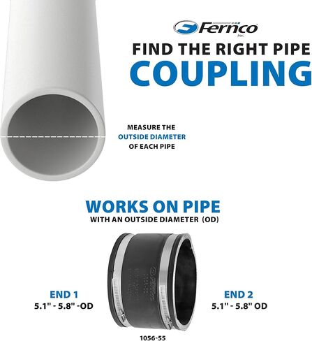 Fernco P1056-55 Flexible PVC Pipe Coupling for Cast Iron, Plastic or Steel to Cast Iron, Plastic or Steel Plumbing Connections in Saudi Arabia