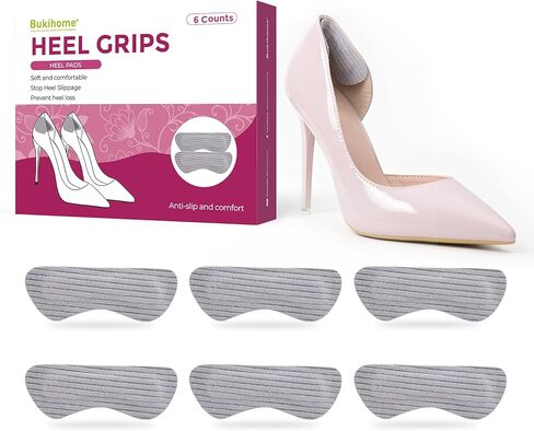 Bukihome Heel Pads Grips for Shoes - Strong Adhesive Heel Cushion Inserts Improve Shoe Fit, Prevent Slipping, Rubbing, Blisters, Foot Pain - Heel Peotector for Women Men Shoes Too Big (Gray,3 Pairs) in Saudi Arabia