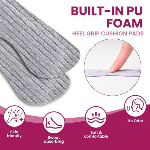 Bukihome Heel Pads Grips for Shoes - Strong Adhesive Heel Cushion Inserts Improve Shoe Fit, Prevent Slipping, Rubbing, Blisters, Foot Pain - Heel Peotector for Women Men Shoes Too Big (Gray,3 Pairs) in Saudi Arabia