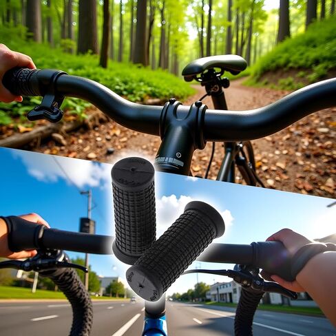 2 جهاز كمبيوتر شخصى مقابض مقود الدراجة السوداء، MTB Cycle Road Mountain Bike Scooter Bikes مقبض شريط مطاطي نهاية قبضة قفل واحد على شريط مقبض الدراجات، قبضة يد مطاطية ناعمة غير قابلة للانزلاق مقابض دراجة مريحة مريحة in Kuwait