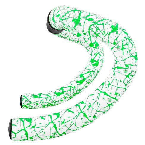 Supacaz Super Sticky Kush White Bar Tape Neon Green Splat - Cycling Road Bike Handlebar Grip Tape Wrap in Saudi Arabia