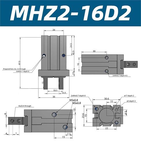 1pc MHZ2 Air Pneumatic Parallel Gripper Multiple Finger Option MHZ2-16D1 MHZ2-16D2 MHZ2-16D3 MHZ2-20D1 MHZ2-25D2(MHZ2-16D2) in Saudi Arabia