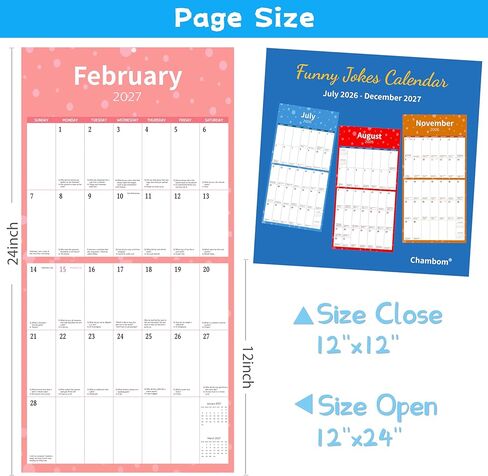 2026 Calendar - 13 Month Funny Jokes Calendar JAN 2026 - JAN 2027, Wall Calendars Large Blocks, 2026 Calendars Wall for Office School Home, White Elephant Gag Gift for Him or Her, 12" x 24"(open) Funny Gifts in Saudi Arabia