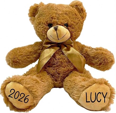 Personalized Christmas Bear 2025 – Custom 8.5" Beige Plush Teddy with Hat & Scarf – Cute Xmas Bear with Your Name & Year on Feet – Holiday Stuffed Animal Gift for Kids, Family, Friends Keepsake in Saudi Arabia