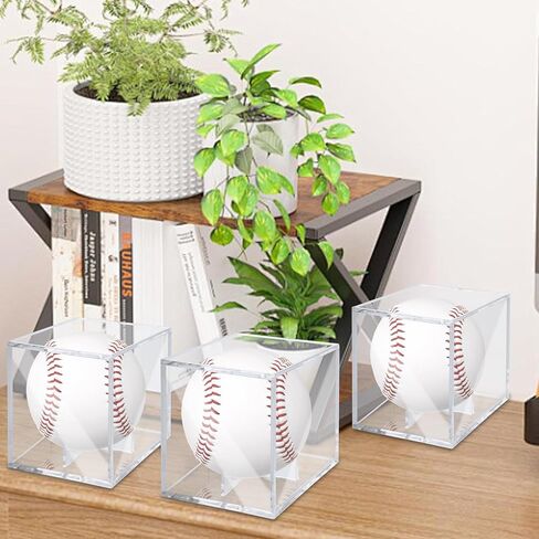 18 Pack Baseball Display Case,UV Protected Acrylic Boxes for Display, 3.15in Autographed Baseball Clear Display Case Cube, Baseball Display Case for Memorabilia Baseball for Official Size Ball in Saudi Arabia