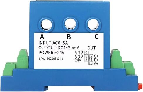 Three Phase AC Current Transmitter 4-20mA 0-10V RS485 AC 0-30A 0-20A 0-10A 50A 3 Phase Current Transducer(3XAC 0-10A Input_0-5V Output_DC24V Power Supply) in Saudi Arabia