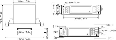 AC Current Transmitter with DC 4 to 20mA Output, Hall Type AC 0 to 5A Input Transformer for Power Distribution Control and Motor Monitoring, Standard Guide Rail or Screw Mount in Saudi Arabia