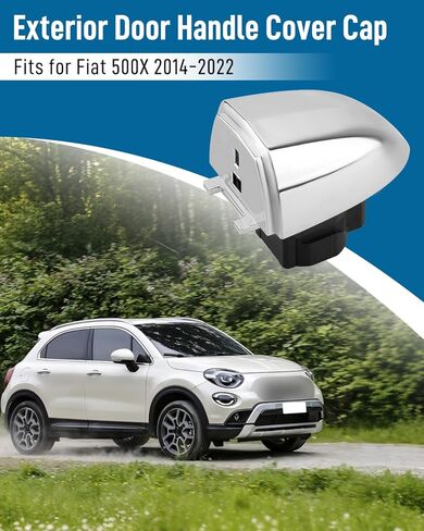 Exterior Door Handle Cover Cap for Front Left Driver Side | Fit for Fiat 500X 2014-2022, Replaces 735627135 6AQ85SZ0AA, Silver Chrome Finish in Saudi Arabia