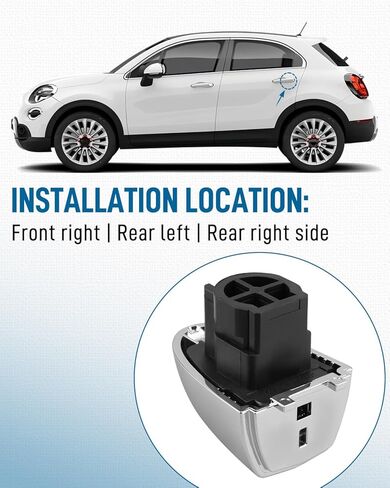 Exterior Door Handle Cover Cap for Front Left Driver Side | Fit for Fiat 500X 2014-2022, Replaces 735627135 6AQ85SZ0AA, Silver Chrome Finish in Saudi Arabia