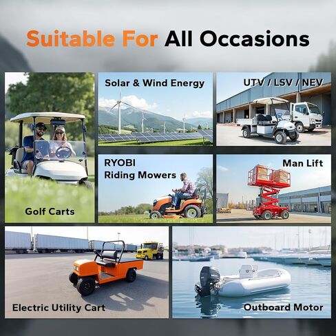 LiTime 51.2V(48V) 30Ah Lithium Golf Cart Battery GC2 Size with 80A Smart BMS, Bluetooth & Low-Temp Protection, Support up to 3kW Motor, Max 4.096kW Continuous Power Output, Perfect for Golf Carts in Saudi Arabia