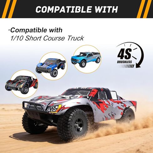 عجلات وإطارات شاحنة قصيرة المدى من CrazyHobby RC مع حشوات إسفنجية لـ 1/10 Traxxas Slash 4X4 2WD Losi Tenacity TT Baja Rey 22SCT HPI Redcat Blackout SC، مجموعة من 4 (النمط 2) in Kuwait