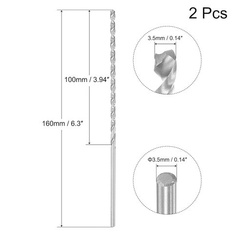 HSS(High Speed Steel) Extra Long Twist Drill Bits, 3.5mm Drill Diameter 160mm Length for Hardened Metal Woodwork Plastic Aluminum Alloy 2 Pcs in Saudi Arabia