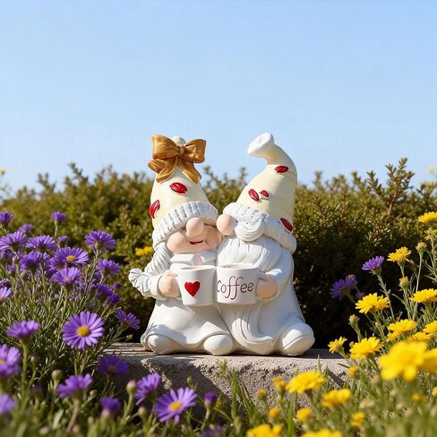 Cute Coffee Gnomes Figure Decorations Coffee Gifts Swedish Christmas Statue Decorations Home Kitchen Decor (White) in Saudi Arabia