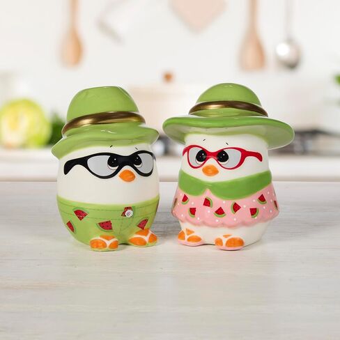 Precious Moments Summer-Themed Ceramic Salt & Pepper Shakers | Watermelon-inspired Figurines | Angeled Eggs Design | Ideal for Picnic and Summer Dining Decor | Unique Gift for Collectors in Saudi Arabia