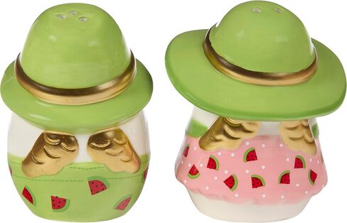 Precious Moments Summer-Themed Ceramic Salt & Pepper Shakers | Watermelon-inspired Figurines | Angeled Eggs Design | Ideal for Picnic and Summer Dining Decor | Unique Gift for Collectors in Saudi Arabia