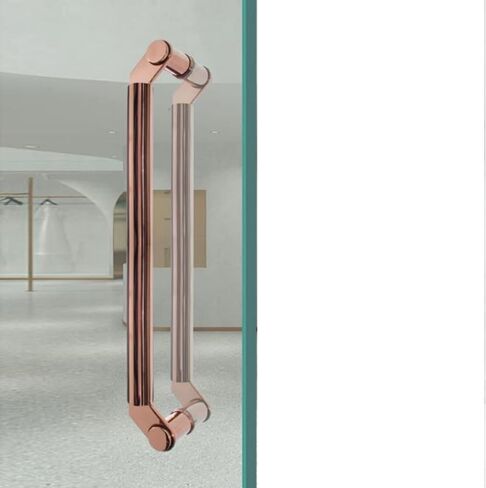 Commercial Push Pull Glass Door Handles, Double Sided Round Glass Door Pulls for Entrance Door, Stainless Steel Barn Door Shower Door Push Bar (Color : Rose gold, Size : 54cm (21 1/4")*50cm) in Saudi Arabia