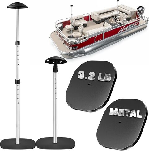 Boat Cover Support Poles with 3.2 LB Metal Base, Adjustable Pontoon Cover Support, Heavy Duty Boat Cover Poles for Pontoon, Aluminum Cover Support System with EVA Protective Foam,2 Pack in Saudi Arabia