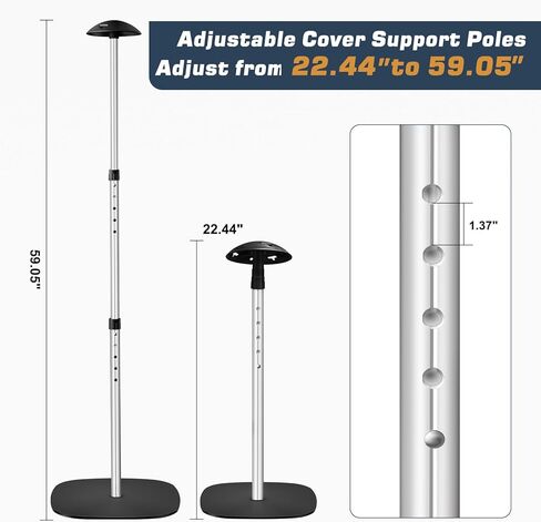 Boat Cover Support Poles with 3.2 LB Metal Base, Adjustable Pontoon Cover Support, Heavy Duty Boat Cover Poles for Pontoon, Aluminum Cover Support System with EVA Protective Foam,2 Pack in Saudi Arabia