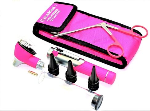 New Premium Student Home Use Led Bright Light Ent Diagnostic Otoscope Pocket Size Pink Plus Alligator Ear Nose Forceps Plus 1 Extra Replacement Bulb Cynamed in Saudi Arabia