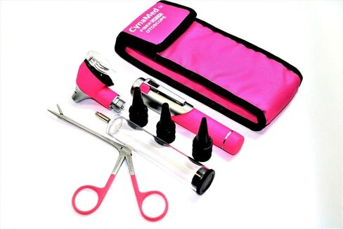 New Premium Student Home Use Led Bright Light Ent Diagnostic Otoscope Pocket Size Pink Plus Alligator Ear Nose Forceps Plus 1 Extra Replacement Bulb Cynamed in Saudi Arabia