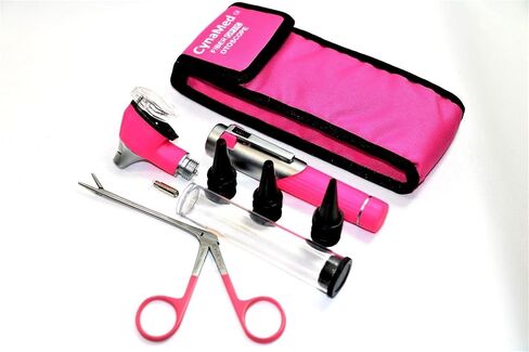 New Premium Student Home Use Led Bright Light Ent Diagnostic Otoscope Pocket Size Pink Plus Alligator Ear Nose Forceps Plus 1 Extra Replacement Bulb Cynamed in Saudi Arabia