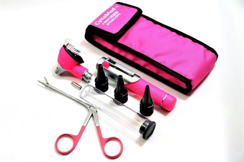 New Premium Student Home Use Led Bright Light Ent Diagnostic Otoscope Pocket Size Pink Plus Alligator Ear Nose Forceps Plus 1 Extra Replacement Bulb Cynamed in Saudi Arabia