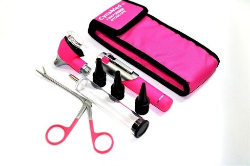 New Premium Student Home Use Led Bright Light Ent Diagnostic Otoscope Pocket Size Pink Plus Alligator Ear Nose Forceps Plus 1 Extra Replacement Bulb Cynamed in Saudi Arabia