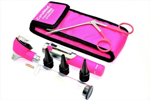 New Premium Student Home Use Led Bright Light Ent Diagnostic Otoscope Pocket Size Pink Plus Alligator Ear Nose Forceps Plus 1 Extra Replacement Bulb Cynamed in Saudi Arabia