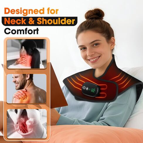 Cordless Neck and Shoulder Heating Pad, Weighted Rechargeable Heat Neck and Shoulder Wrap, Cordless Neck Heating Pad Built in 8.4V 4000mAh Battery in Saudi Arabia