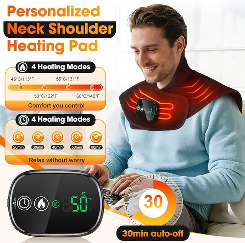 Cordless Neck and Shoulder Heating Pad, Weighted Rechargeable Heat Neck and Shoulder Wrap, Cordless Neck Heating Pad Built in 8.4V 4000mAh Battery in Saudi Arabia