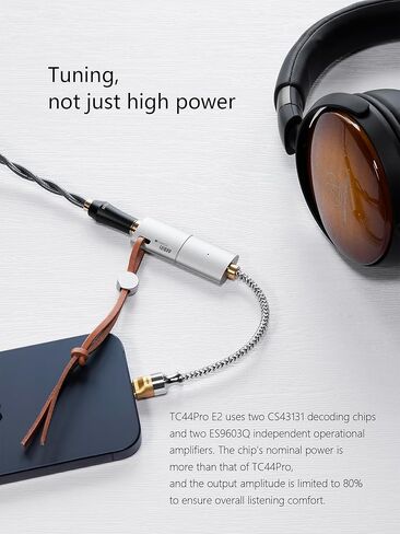 مضخم صوت فك تشفير ddHiFi TC44Pro E2 USB-C إلى دونجل DAC متوازن 4.4 مم، طاقة خرج 250 ميجاوات، 32 بت/384 كيلو هرتز وDSD256 in Kuwait