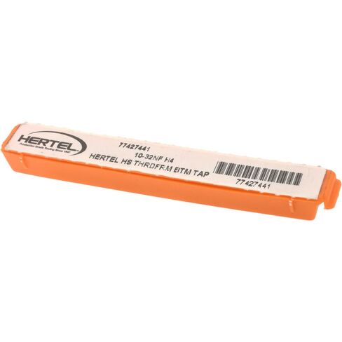 حنفية تشكيل الخيوط Hertel، #10-32 UNF، حافة سفلية، فولاذ عالي السرعة، تشطيب لامع/غير مطلي، طول الخيط 7/8 بوصة، 2-3/8 بوصة OAL، H4 in Kuwait