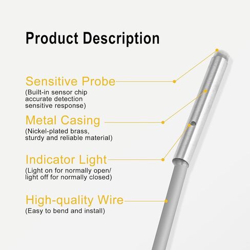 مفتاح مستشعر القرب الحثي Heschen M4 LJ4A3-1.5-Z/EX، مسافة استشعار 1.5 مم، 10-30VDC 100mA مفتوح عادة (NO) كاشف سلكين مع كابل طويل 200 سم (78 بوصة) in Saudi Arabia