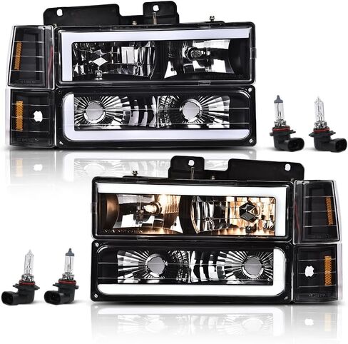ANDPLAY LED Front Bumper Headlight Assembly w/Bulb Fit GMC C1500 K1500 Yukon 1994-1999 Fit GMC C1500 C2500 K1500 K2500 Suburban 1994-1999 Clear Lens Black Housing Left & Right in Saudi Arabia