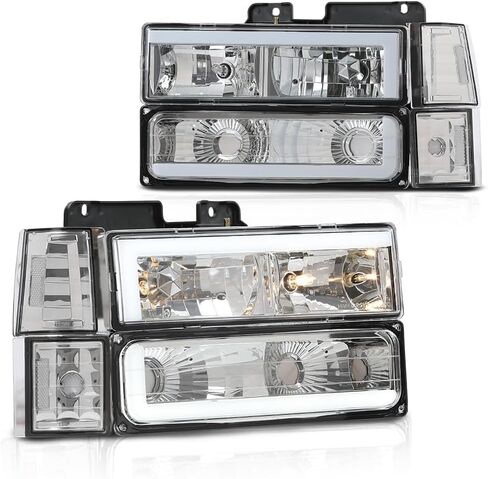 ANDPLAY LED Front Bumper Headlight Assembly w/Bulb Fit GMC C1500 K1500 Yukon 1994-1999 Fit GMC C1500 C2500 K1500 K2500 Suburban 1994-1999 Clear Lens Black Housing Left & Right in Saudi Arabia