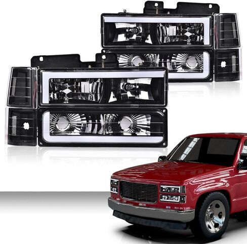 ANDPLAY LED Front Bumper Headlight Assembly w/Bulb Fit GMC C1500 K1500 Yukon 1994-1999 Fit GMC C1500 C2500 K1500 K2500 Suburban 1994-1999 Clear Lens Black Housing Left & Right in Saudi Arabia