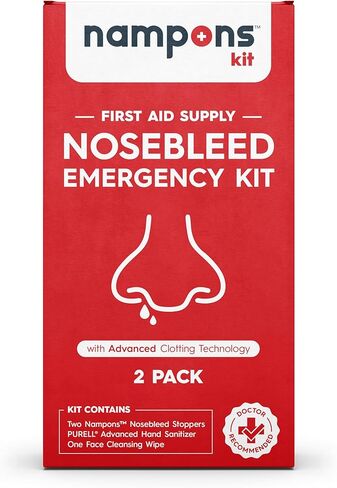 Emergency Nosebleed Kit with Advanced Clotting Technology by Nampons. Kit Includes 2 Nampon Nosebleed Stoppers, Purell Hand Sanitizer, and XL Facial Cleansing Wipe for Kids and Adults. in Saudi Arabia
