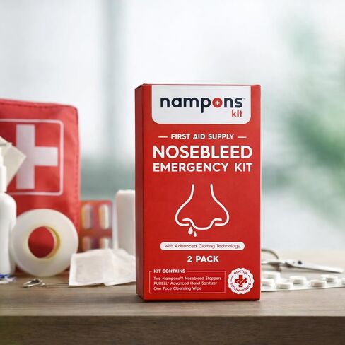 Emergency Nosebleed Kit with Advanced Clotting Technology by Nampons. Kit Includes 2 Nampon Nosebleed Stoppers, Purell Hand Sanitizer, and XL Facial Cleansing Wipe for Kids and Adults. in Saudi Arabia