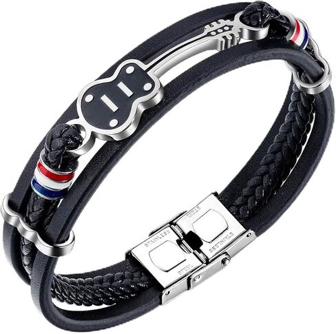 GAGAFEEL Mens Leather Bracelet Braided Wristband Cuff Music Treble Clef Rope Valentines Punk Gift for Him in Saudi Arabia