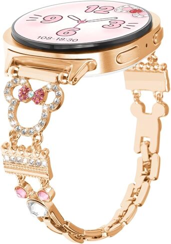 Bling Metal Band for Samsung Galaxy Watch 8 Band 40mm 44mm /Galaxy Watch 8 Classic 46mm for Women, Cute Cartoon Glitter Rhinestone Jewelry Slim Bracelet Strap Replacement Wristband Accessories in Saudi Arabia