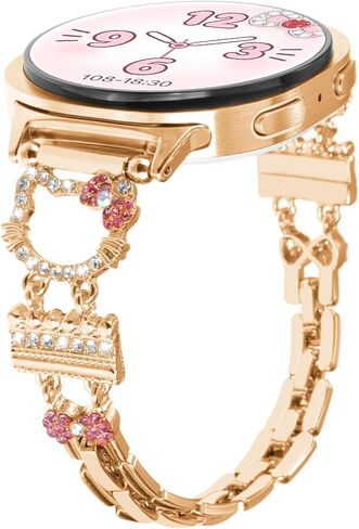 Bling Metal Band for Samsung Galaxy Watch 8 Band 40mm 44mm /Galaxy Watch 8 Classic 46mm for Women, Cute Cartoon Glitter Rhinestone Jewelry Slim Bracelet Strap Replacement Wristband Accessories in Saudi Arabia