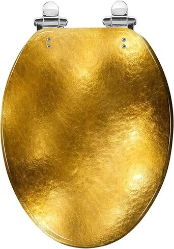 Elongated Toilet Seat Gold texture Gradients shadow Resin Toilet Seat Slow Quiet Close with Quick-Release Hinges Toilet Seat with Cover Easy to Clean Install in Saudi Arabia