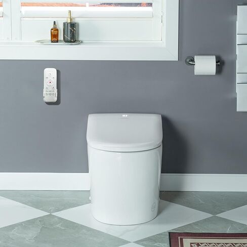 مرحاض ذكي WOODBRIDGE GT100، غطاء فتح/إغلاق تلقائي، مستشعر للقدم، تدفق تلقائي، مقعد ساخن ونظام عطر، ارتفاع ADA، سهل التركيب، بدون شطاف in Saudi Arabia