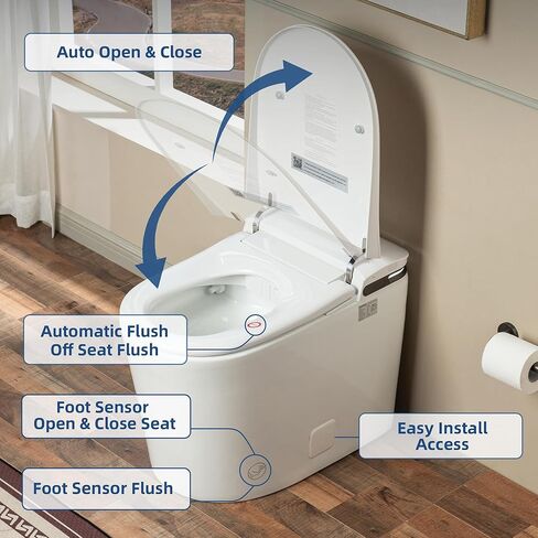 WOODBRIDGE GT100 Smart Toilet,Auto Open/Close Lid, Foot Sensor,Auto Flush, Heated Seat & Fragrance System, ADA Height, Easy Installation, without Bidet in Saudi Arabia