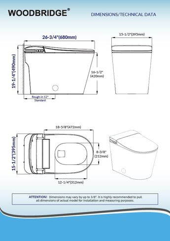 WOODBRIDGE GT100 Smart Toilet,Auto Open/Close Lid, Foot Sensor,Auto Flush, Heated Seat & Fragrance System, ADA Height, Easy Installation, without Bidet in Saudi Arabia