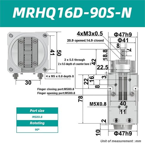 1pc MRHQ10D MRHQ16D-180S-N MRHQ20D-90S-N MRHQ25D -90S -180S-N MRHQ Rotary Gripper 2 Fingers Rotary Clamping Cylinde(MRHQ16D-90S-N) in Saudi Arabia