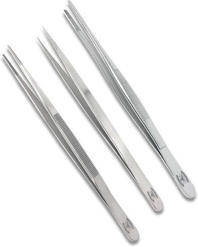 Ultimate Bundle: 6-inch Stainless Steel Lab Forceps Set - General Application with Various Tips (Broad, Fine, Strong)- Essential Laboratory Tweezers Toolkit in Saudi Arabia