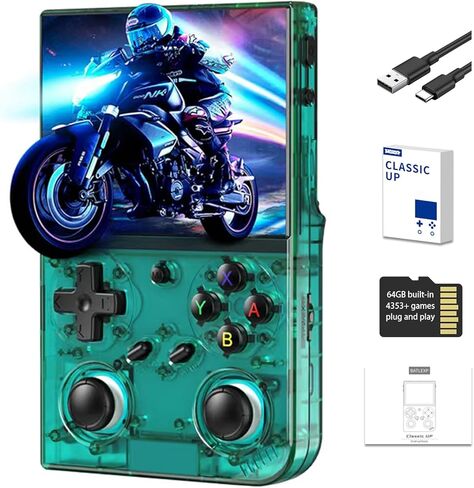 Classic up Retro Handheld Game Consoles with Linux 64GB Card 4353 Games 3.5-inch IPS 3200mAh Battery Support 30+ Simulators WiFi Bluetooth HD Output Gift for Teen or Partner -Black in Saudi Arabia