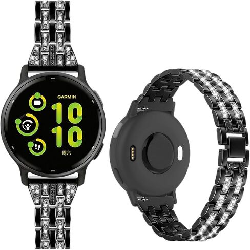 18mm Bling Metal Compatible with Garmin Venu 4 41mm Watch Band/Venu 3S 41mm/Vivoactive 4S/Vivomove 3S/Venu 2S/Forerunner 255S 265S, Metal Rhinestone Bling Bracelet Wristband for Women Men in Saudi Arabia